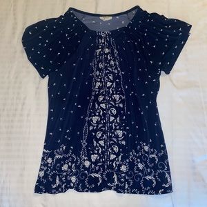Navy Blue Floral Top